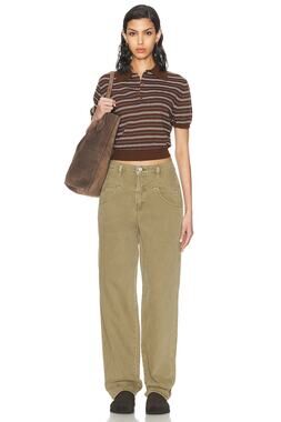 FRAME Denim 90s Utility Loose Jeans Washed Summer Sage Green Size 24